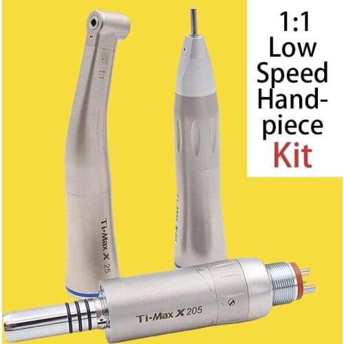 1:1 Dental Low Speed Hand piece Kit Straight Contra Angle Handpiece Air Motor Ti Max kit acadêmico odontológico Dentista Tools