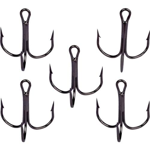 10Pcs/lot 2# 4# 6# 8# 10# Black Triple Fishing Hook High Carbon Steel Treble Overturned Hooks Fishing Tackle Round Bend Treble