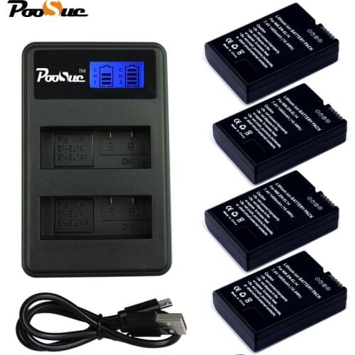 4x EN-EL14 EN EL14 EN EL14a Battery + USB LED Dual Charger for Nikon D3100 D3200 D5100 D5200 DF P7000 P7100 P7200 P7700 P7800