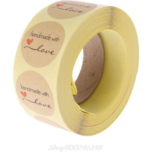 500pcs Round Kraft Natural Handmade With Love Thank you Stickers Seals Scrapbook DIY Craft For Party Wedding Decoration Jy28 20