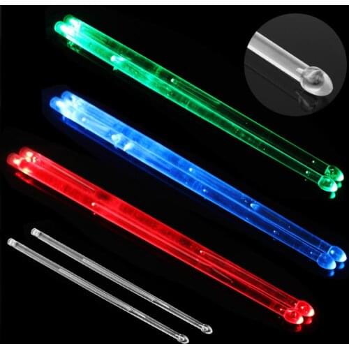 5A LED Polymer Material Drum Stick Noctilucent Glow in The Dark Stage Performance Luminous Jazz Drumsticks Red Green Blue