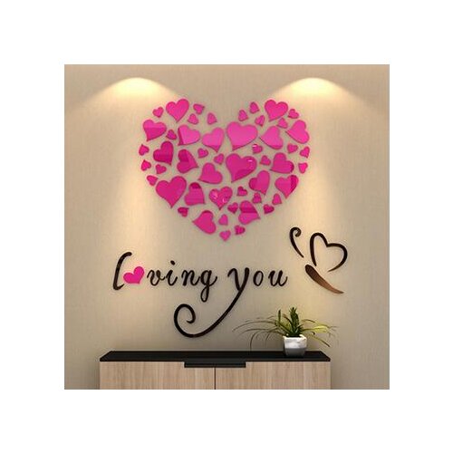 60x60cm DIY the new Love the bedroom living room TV setting wall wall stickers creative 3d crystal love home decor