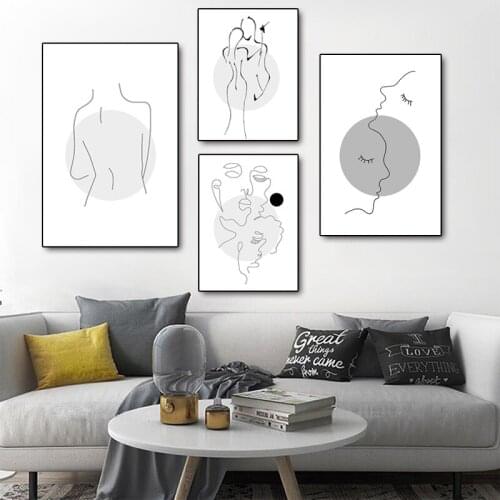 Abstract Lady Line Art Picture Minimalist Nordic Canvas Painting Figure Wall Art Posters and Prints for Living Room Home Decor