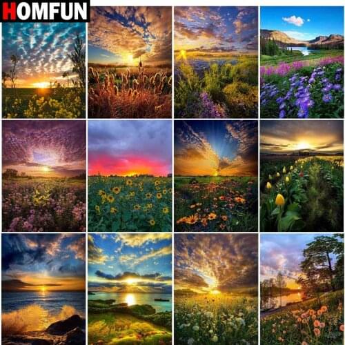 HOMFUN Full Square/Round Drill 5D DIY Diamond Painting "Sunset landscape" Embroidery Cross Stitch 5D Home Decor Gift