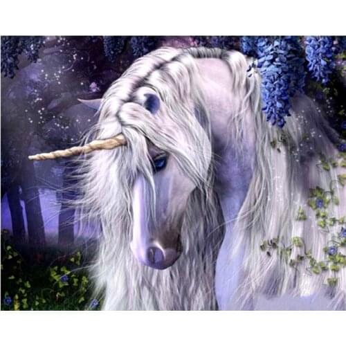 JMINE Div 5D Unicorn flower Forest Full Diamond Painting cross stitch kits art High Quality Animal 3D paint by diamonds