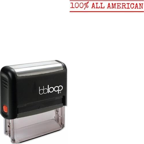 Bbloop '100% ALL AMERICAN' Self-Inking Office Stamp, Rectangular Typewriter Style