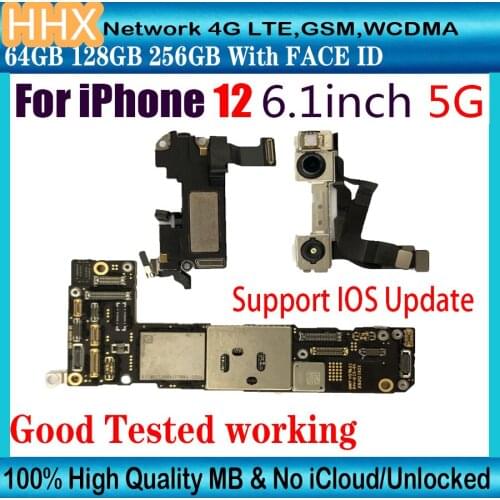 Free iCloud Unlocked Mainboard For IPhone 12 256GB 128GB 64GB WITH FACE ID,Factory Original Motherboard Good Working Logic Board