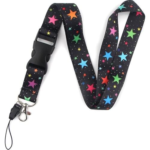 Ransitute R852 Night Sky With Colored Stars Lanyards ID Badge Holder ID Card Pass Mobile Phone Straps Badge Key Holder Keychain