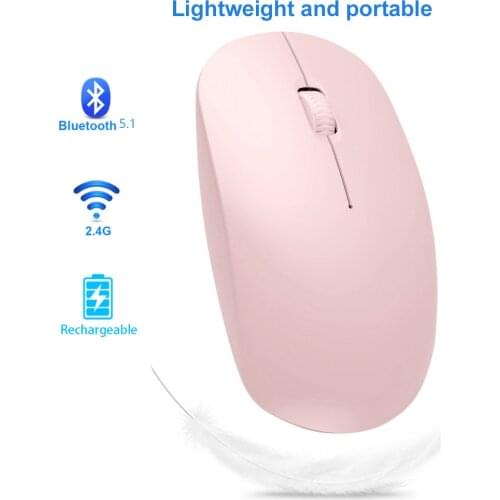 White USB Wireless Mouse Rechargeable Mute Click Bluetooth Dual Mode Mouse 1200DPI Optical Computer Mause For Laptop Accessories