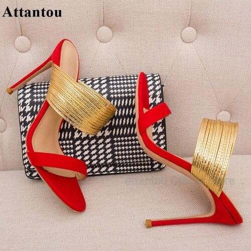 Sexy Flock Suede Leather Thin High Heel Sandals Woman European Designer Stretch Summer Black Red Party Dress Shoes