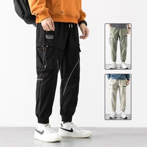 Mens Trend Cargo Pants Male Drawstring Trousers Korean Style Fashion Casual High Street Brand Harem Pants Hip Hop Wild Loose