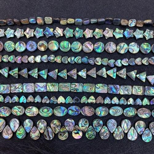 5Pcs Natural Abalone Shell Beads Round Triangular Tetragonal Droplets Pentagram Diy Shells Beads For Making Earrings Accessories