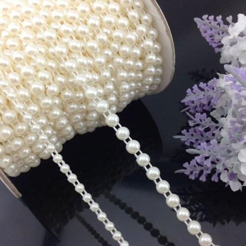 1Yards 4mm and 6mm Handmade Simulated-pearl Plastic Chain beads DIY Accessory