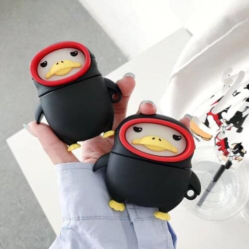 Trendy cool 3d duck hoodie case for airpods 1 2 pro charging case soft silicone wireless bluetooth headset protect cover coke