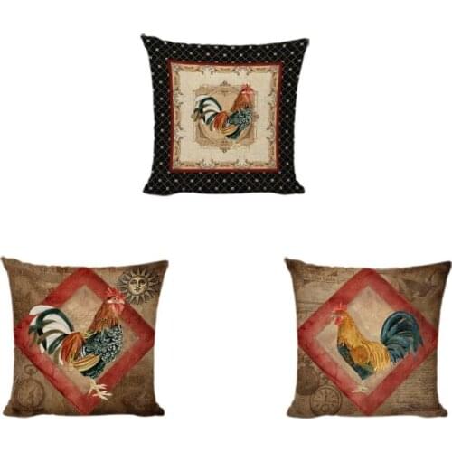 Fashion Cock Throw Cushion Covers Geometric Black And White Lattice Printed Retro Art Gifts Home Decor Camping Pillow Case Cover