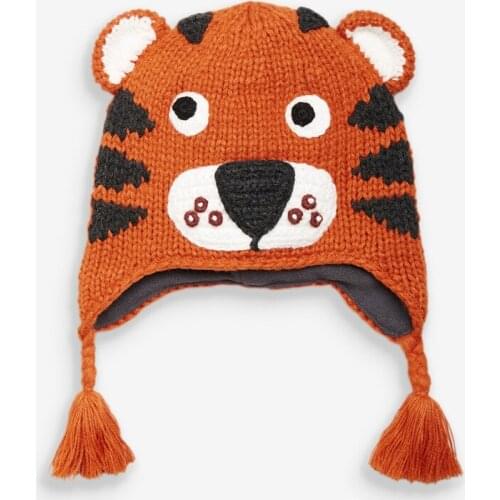 Kid Hat Winter Earflap Beanie Boy Girl Fleece Knit Warm Tiger Animal Outdoor Skiing Toddler Baby Accessory