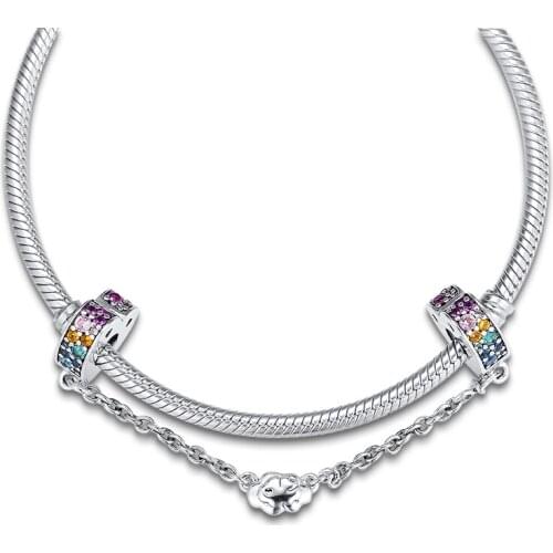 DIY Fits for Pandora Beads Bracelets Multi-Colored Arcs of Love Safety Charms 100% 925 Sterling-Silver-Jewelry Free Shipping