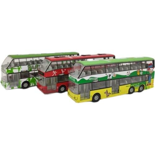 Double-decker Bus Model Decoration Car Static Adult Vehicle Souvenir Ornaments Toys Collection about 19 Cm Long Display Gifts