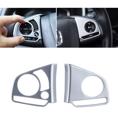 JEAZEA 2pcs Car Styling Interior ABS Matte Steering Wheel Button Decorative Cover Trim for Honda CRV CR-V 2017 2018 Accessories