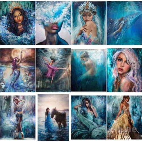 Girl Portrait DIY 5D Diamond Painting Oil Painting Scenery Cross Stitch Embroidery Art Full Round&Square Drill Home Decoration