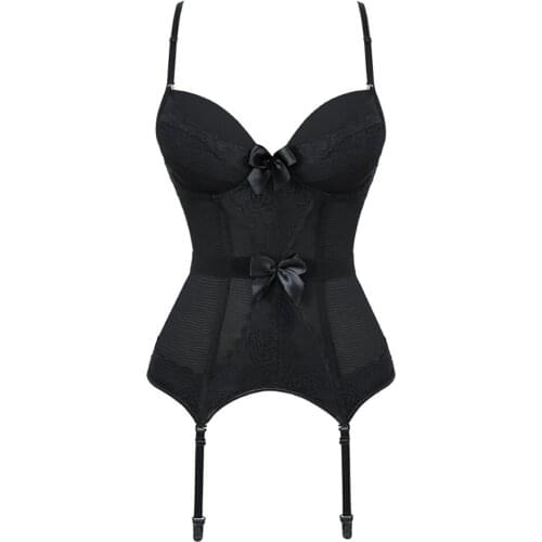 Sexy Corset Overbust Padded Design Girdle Set Underwear Belt Waist Trainer Sleepwear Corset Lingerie Top with Straps Bustier