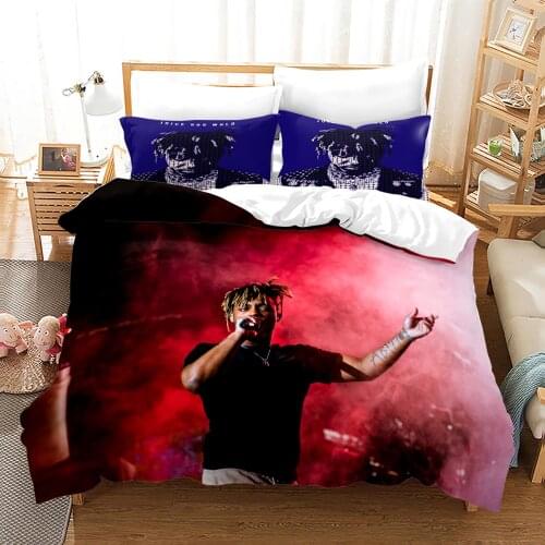 Juice Wrld Bedding Set Single Twin Full Queen King Size Stars Juice Wrld Bed Set Childrens Kid Bedroom Duvetcover Sets 3D 003