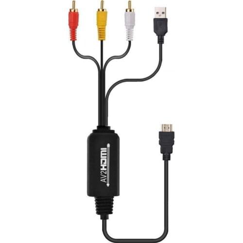 Composite AV RCA To HDMI-compatible Converter Cable 1.8M 3-in-1 RCA In HDMI Out For DVD STB HDTV
