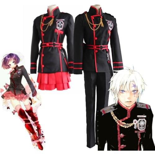 Anime D.Gray-man Linali Lenalee Lee Allen Walker Cosplay Costume Black School Uniform Qutfit Suit Full Set Halloween Outfit