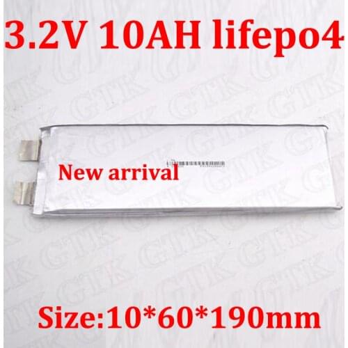GTK 1pcs 3.2v 10Ah lifepo4 battery 1060190 lithium battery for diy 12V 24v 10ah ebike battery outdoor power backup bicycle UPS