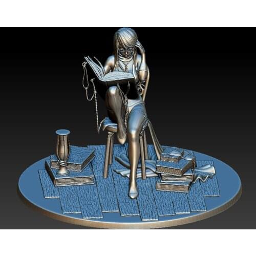 STL Model 3d file reading a Book cartoon beauty girl 3D model for cnc or 3D printers in STL file format "Print them By Yourself"