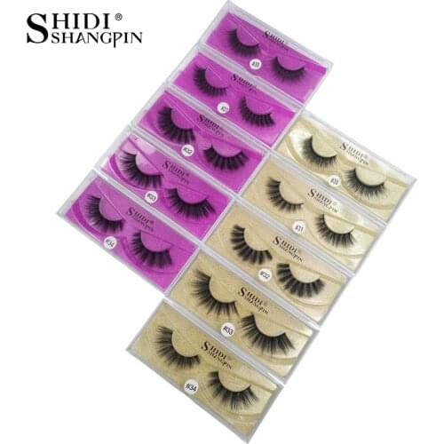 SHIDISHANGPIN 1 Pair False Eyelashes Soft 3D Mink Lashes Cilios Natural Long Handmade Mink Strip Lashes Extension for Makeup