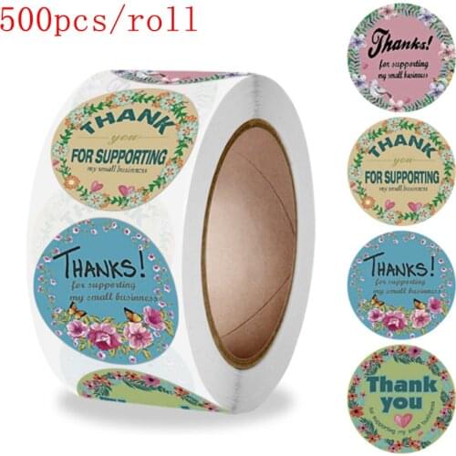 Floral Design THANK YOU Stickers 25mm Stationary Scrapbook Sealing Labels Thank You Stickers For Valentines Day Wedding Decor