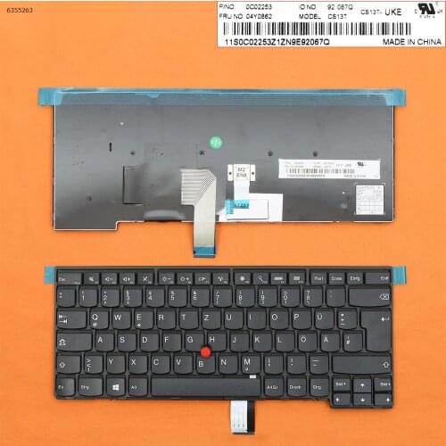 German QWERTZ New Replacement Keyboard for Lenovo Thinkpad T450 T450S T460 L440 E431 E440 Laptop Black with Pointer and Frame