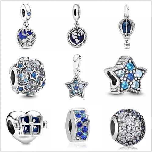 Silver 925 Charm Fox & Rabbit Dangle Stars Pavé Bead fit Original Pandora charms silver 925 Bracelet Jewelry DIY Women Berloque