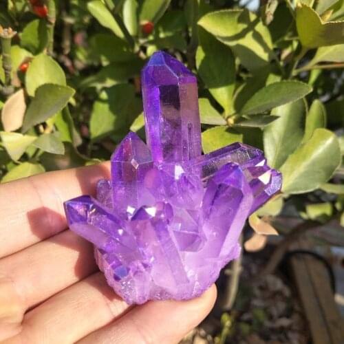 110-120g Rare and beautiful purple flame field quartz crystal cluster specimen for home decoration wedding decoration aquarium