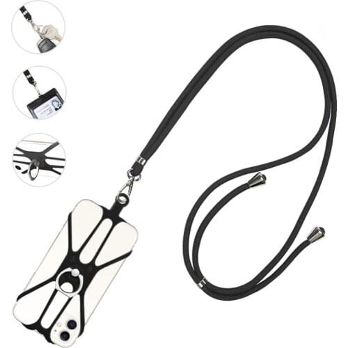 Phone Necklace Lanyard with 360° Ring Holder Nylon Adjustable None Strap Case Cover Card Portable Mobile Phone String