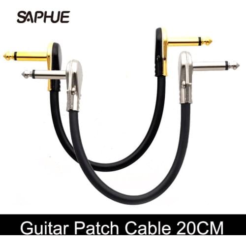 6pcs/set Guitar Patch Cable 20cm Pedal Boards Cord 1/4 Mono Right Angle Pancake Type Connectors Gold/Chrome