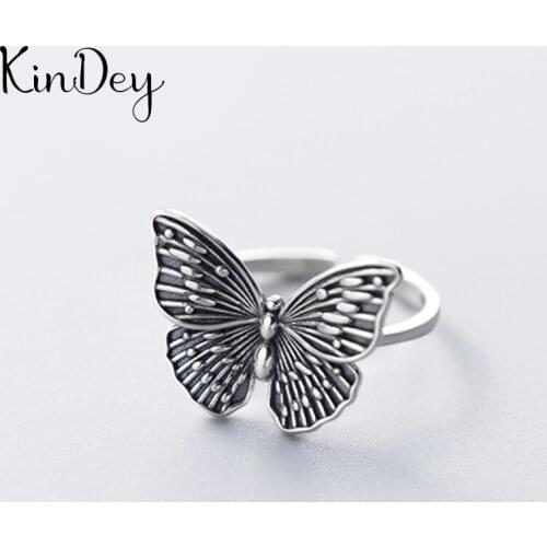 2021 New Punk Vintage Butterfly Rings For Women Men Resizable Size Rings Fashion Trendy Boho Jewelry