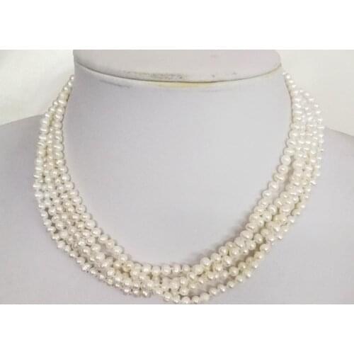 5 rows 35-60cm 14-24'' Woman Fashion Jewelry natural pearl 2-4mm white Necklace real freshwater pearl