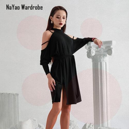 2020 New Bare Shoulder and Callor Design Latin Dance Dress Dancing Performance Women Dress Ballroom Samba Tango L9698