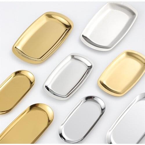 Gold Dining Plate Stainless Steel Dessert Plate Towel Nut Fruit Cake Tray Snack Kitchen Plate Nordic Style Steak Kitchen Plate