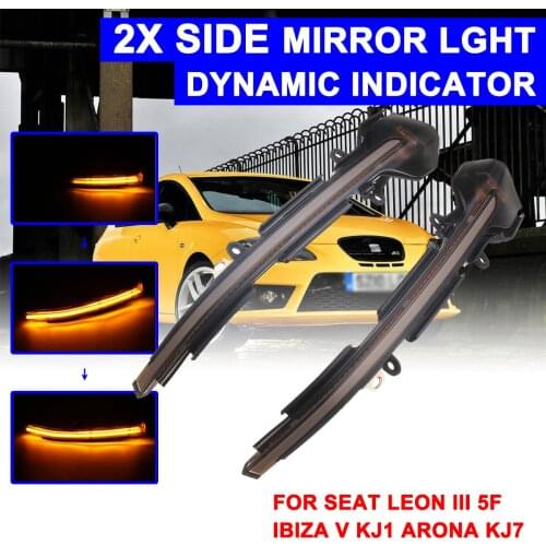 1 Pair for Volkswagen Rearview Mirror Signal Lamp Highlight LED Car Dynamic Turn Light Yellow for VW SEAT LEON 3 5F,IBIZA,ARONA