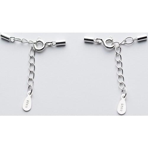 1Pcs 925 Sterling Silver Round Leather Cord End Clasps With Lobster Extender Chain DIY Jewelry