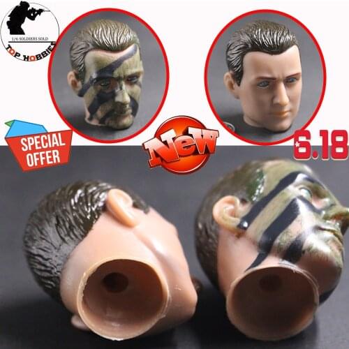 2 Styles 1/6 Scale Male Head Sculpture Carving Small Hole Soft Glue Fit 12 Inch NB03/NB06 Action Figure Body Doll Accessories