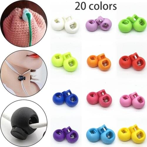 20pcs Colorful Ball Round Cord Lock Spring Stop Toggle Stopper Clip For Sportswear Shoes Rope DIY Cord Lanyard Part