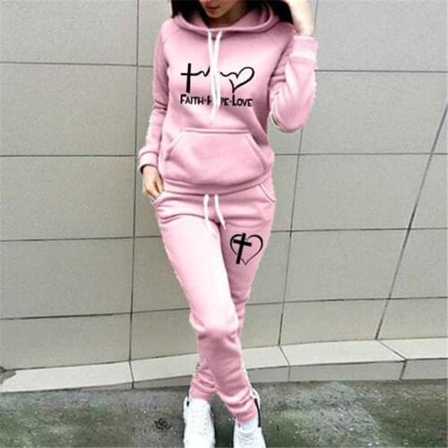 2021 Fashion Women Oversized Hoodie Sets Hoodies Sport Suit Hooded Sweatshirt Autumn Winter Womens Two Piece Set Sweatpants