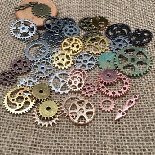 50g vintage Mix gear charms mix color fit for DIY Braceletse earring Necklace Jewelry Making