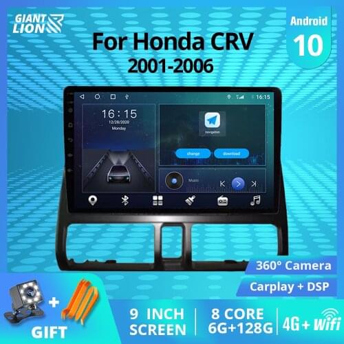 2DIN Android10.0 Car Radio For Honda CRV 2001-2006 GPS Navigation Stereo Receiver Car Video DSP Auto Radio Car Multimedia Player