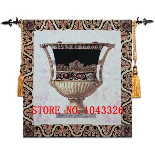 Free shipping cotton Aubusson jacauard 145*150cm Europe classic white Classical potted flower art tapestry wall hanging RS-32