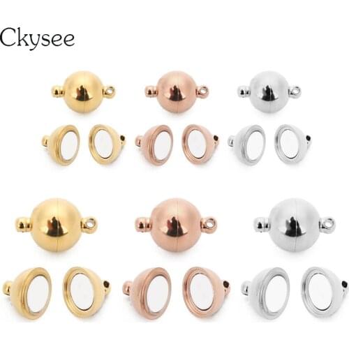Ckysee 2Pcs/lot Gold Color Stainless Steel Ball Shape Magneitc Clasps Fit 6/8/10/12/14/16mm Leather Bracelet Round Diy Findings